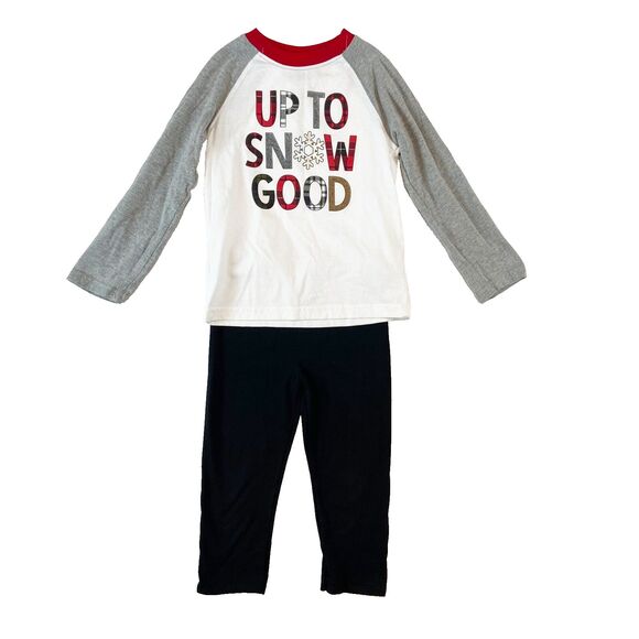 Garanimals Holiday Time Set Girls Size 4T White Black Up To Snow Good Henley - Picture 1 of 6